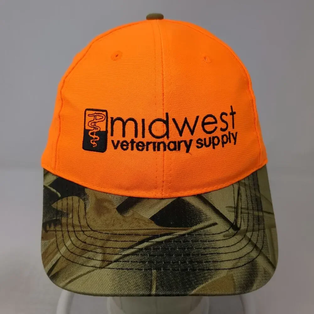 Midwest Veterinary Supply Baseball Cap Orange One Size Camo Hat Strapback UPF